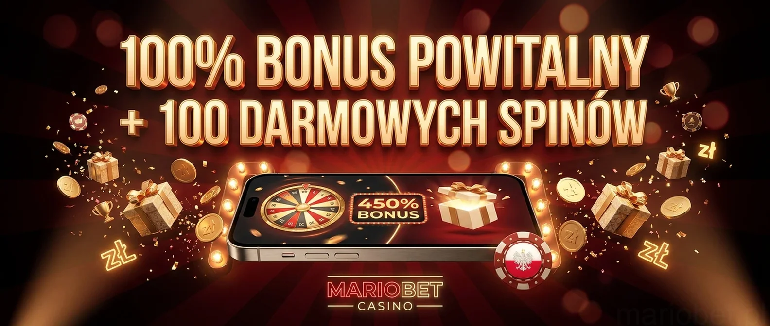 100% bonus powitalny+ 100 darmowych spinów